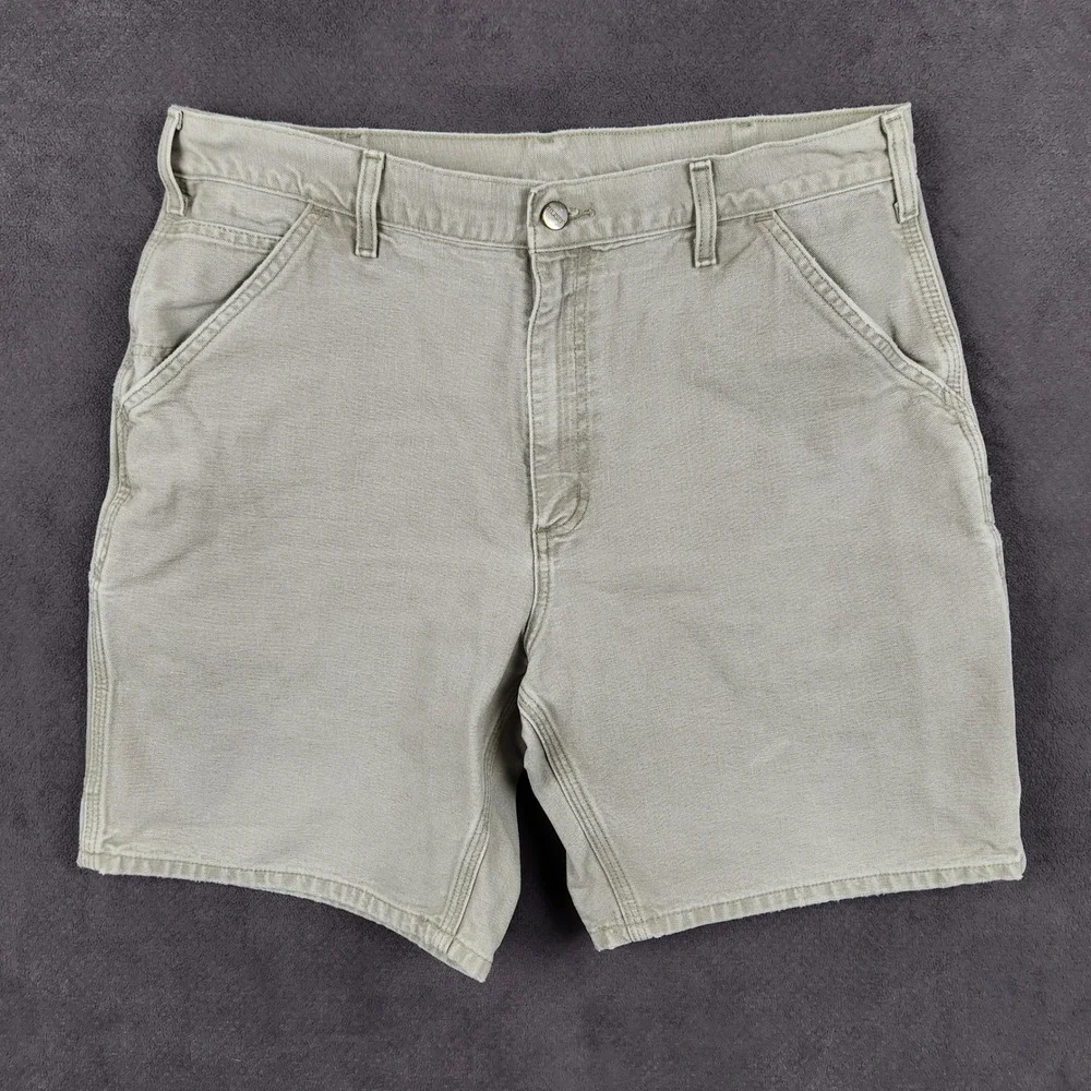 Vintage Carhartt Washed Duck Work Shorts Mens 36 Tan Canvas B25 DES Workwear
